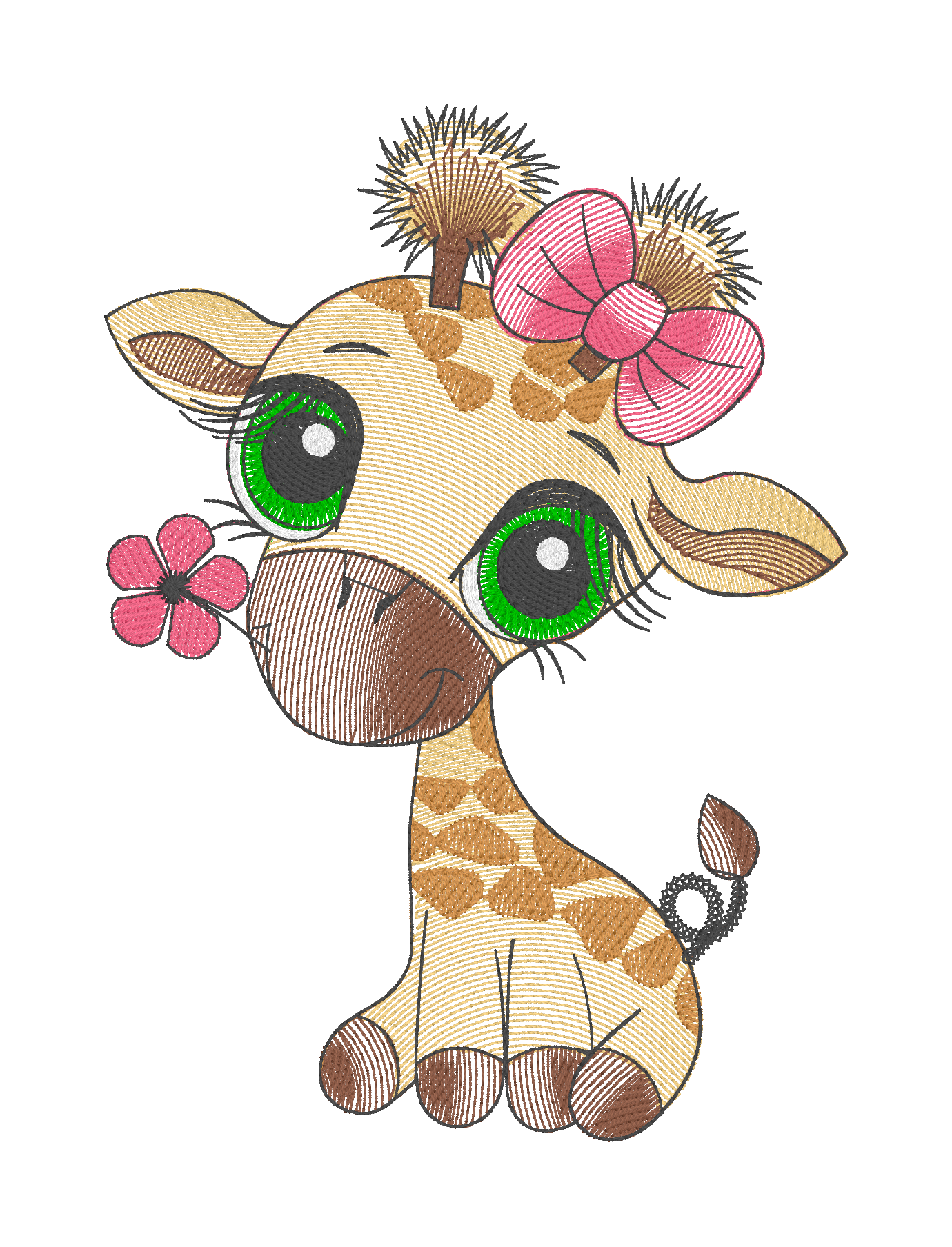 GIRAFFE GIRL WITH  FLOWER