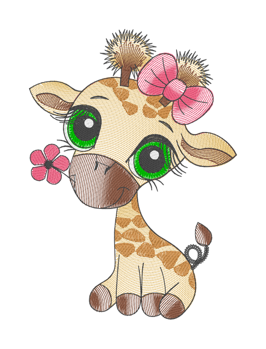 GIRAFFE GIRL WITH  FLOWER