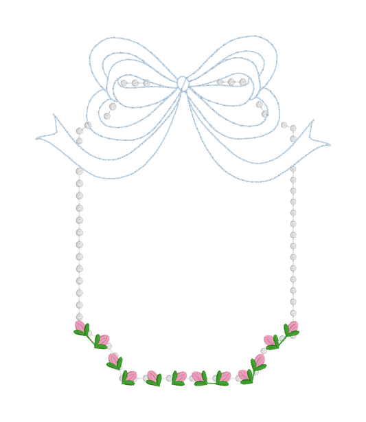 MONOGRAM FRAME - ROSES ROSEBUD BOW